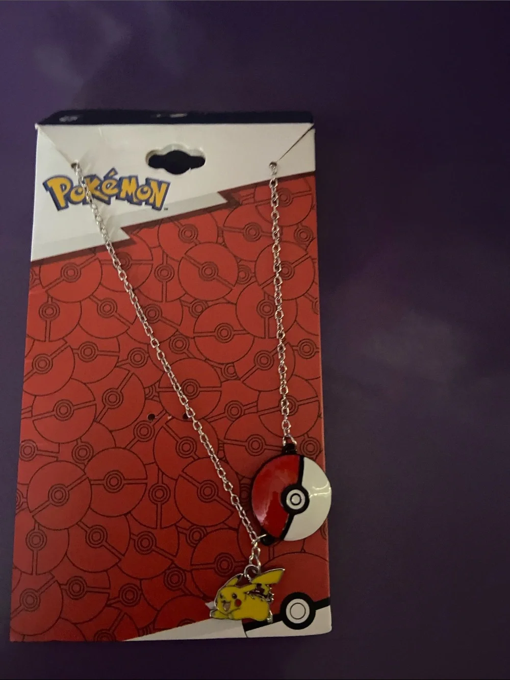 Red Poké Ball Necklace with Pikachu Charm